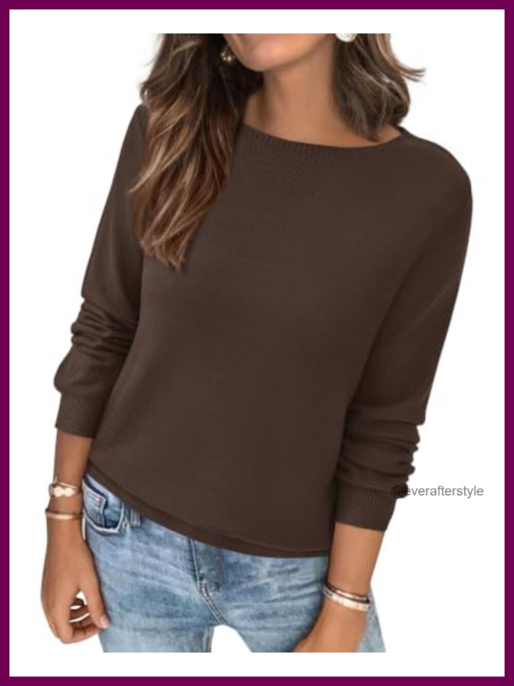 BTFBM Women's Long Sleeve Crew Neck Knit Sweater Pullover